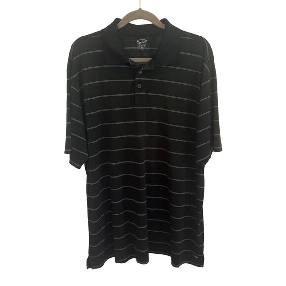 Champion Golf Duo-Dry Black Striped Short Sleeve Polo Shirt, Size XL - Picture 1 of 9